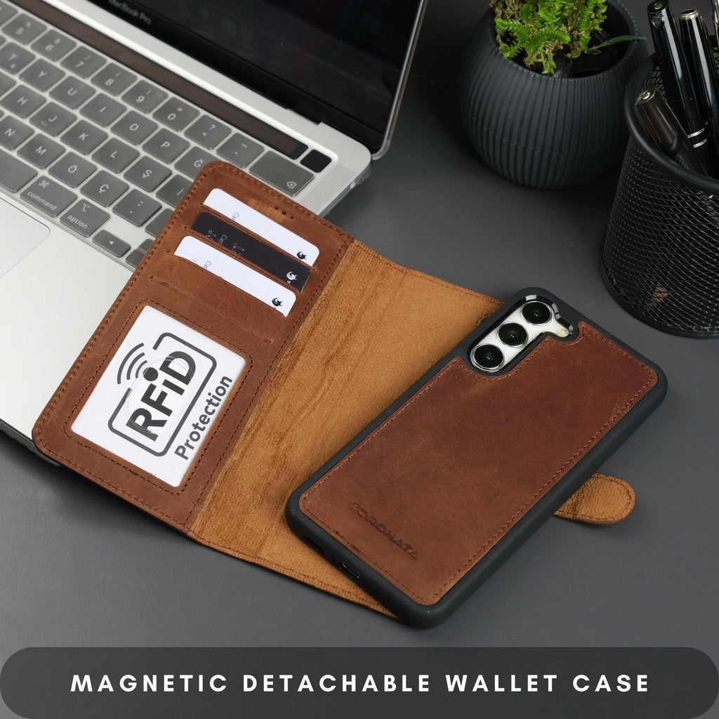 Buffalo Leather Samsung Galaxy S24 Plus Wallet with Detachable Case
