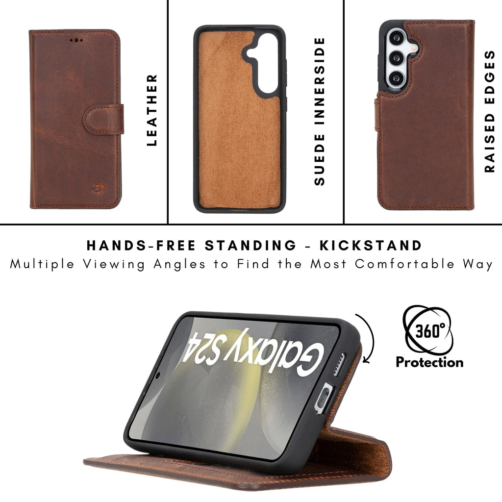 Buffalo Leather Samsung Galaxy S24 Wallet with Detachable Case
