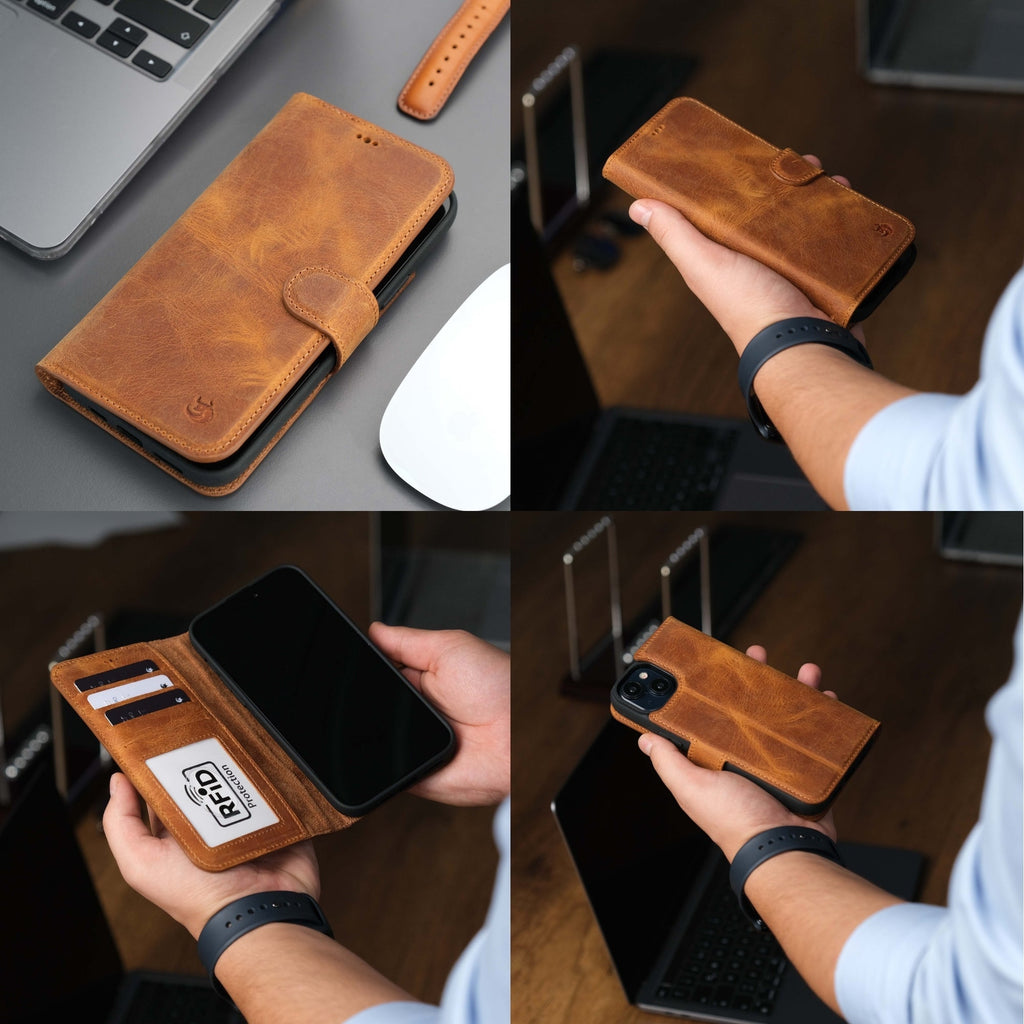 Casper Leather iPhone 15 Wallet Case | Detachable MagSafe Compatible RFID Protection