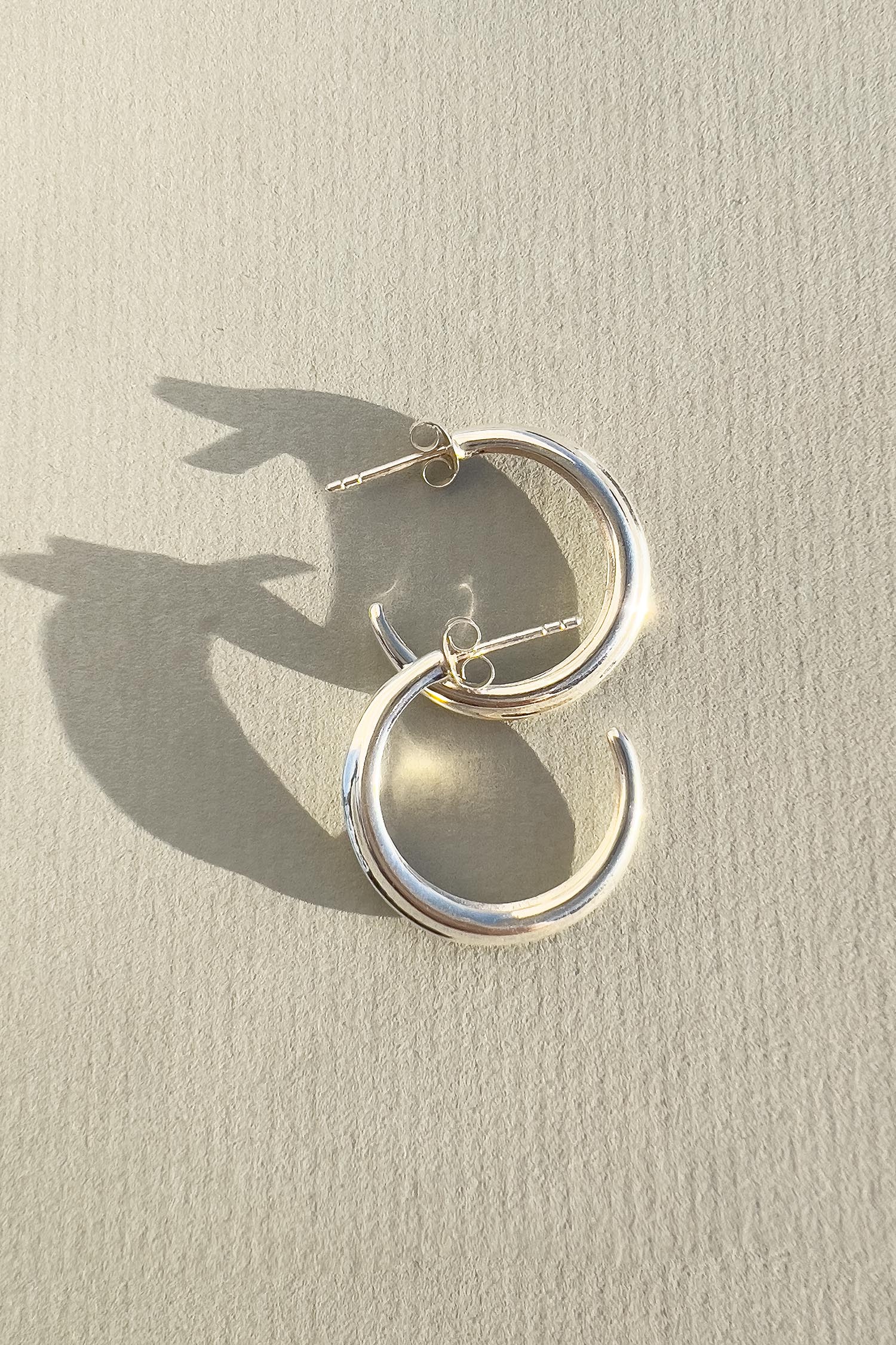 Crescent Hoops Silver Medium