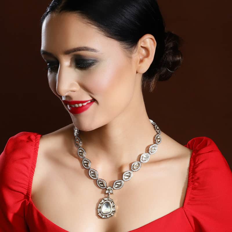 Designer 18k Foil Gold Dual Tone Gold Silver Pendant Necklace