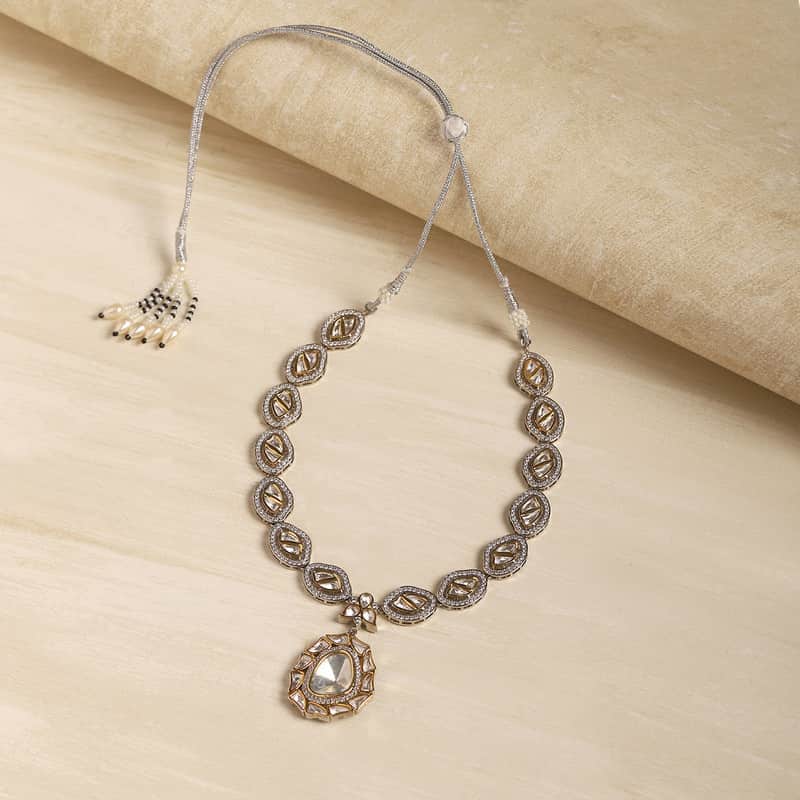 Designer 18k Foil Gold Dual Tone Gold Silver Pendant Necklace