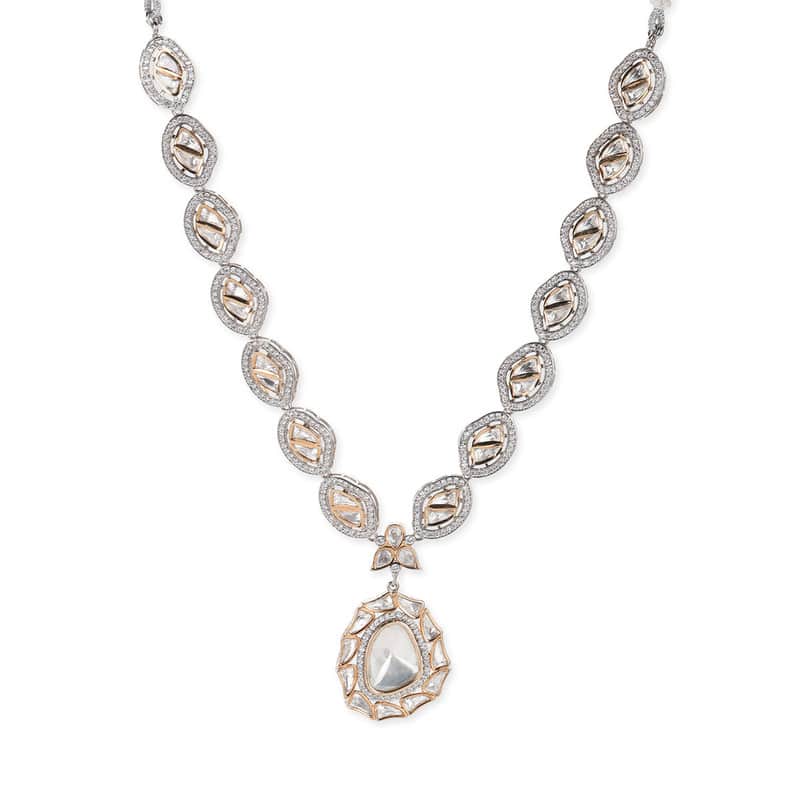 Designer 18k Foil Gold Dual Tone Gold Silver Pendant Necklace