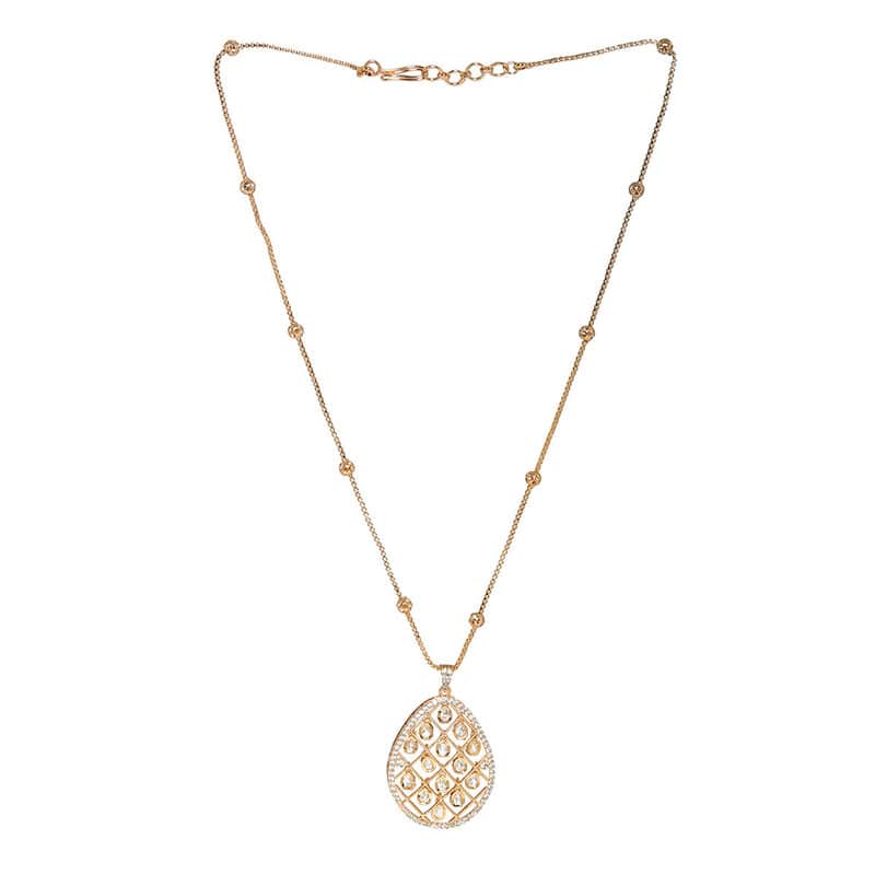 Designer Long Gold Chain With Kundan Jhallar Pendant