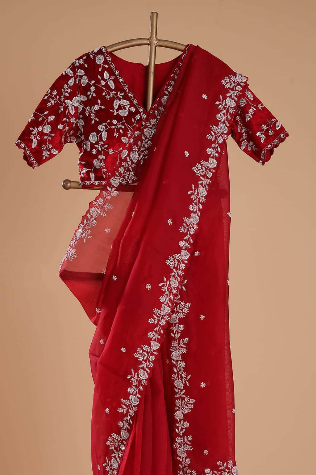 Designer Organza Silk Saree with Cutdana Handwork Border