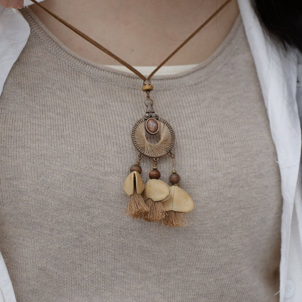 "Earth Dreamcatcher" Woven Seed Pendant