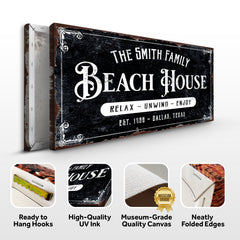 Beach House Personalized Sign III