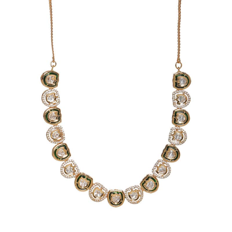 Exclusive Green and Golden Kundan And Diamond Neckpiece