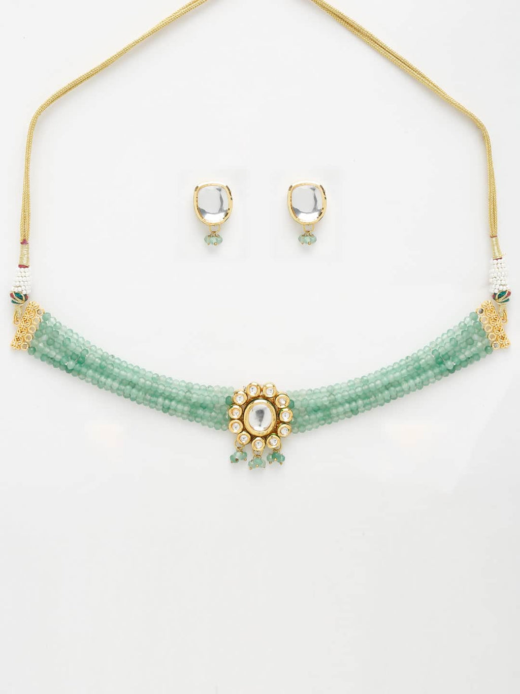 Green Pearl Kundan Choker With Studs