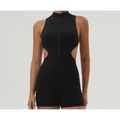 Half Zipper Bare Back Yoga Waist Show Sports Workout Romper