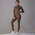 Long Sleeve Slim Elastic Zipper Workout Sports Set