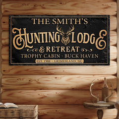 Family Hunting Lodge Retreat Sign