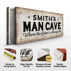 Where the Game is Always On Man Cave Sign