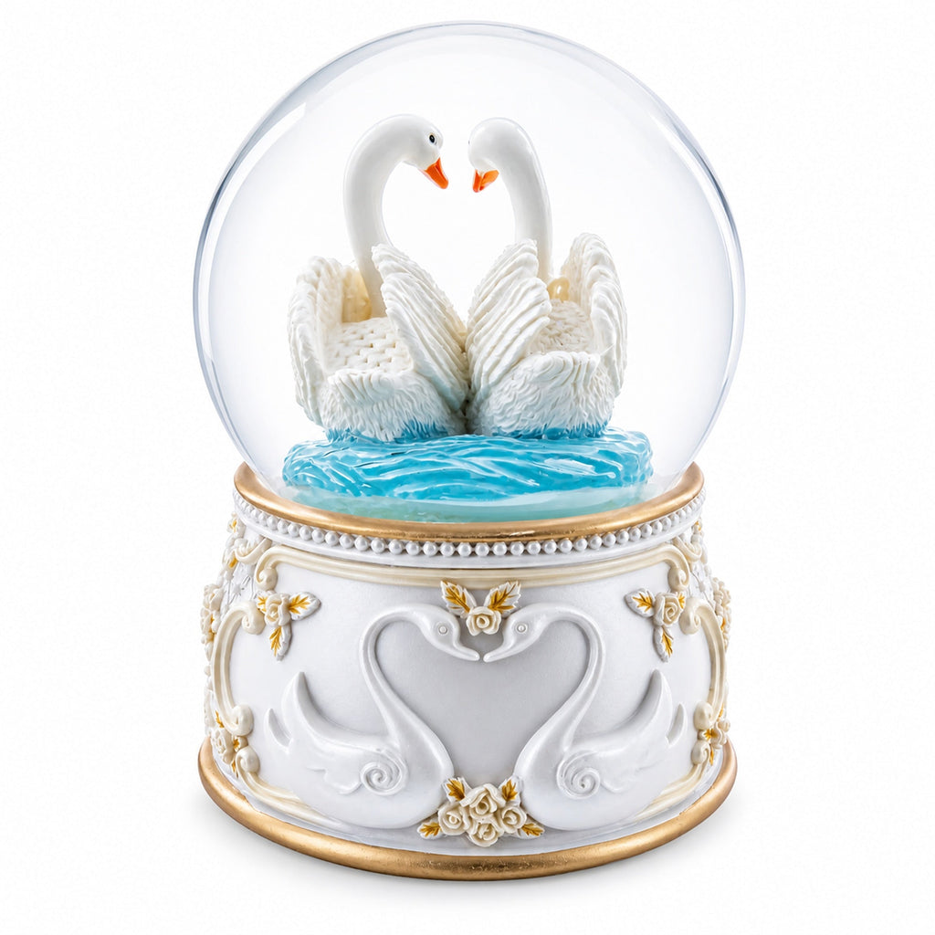 Romantic Swan Spinning Musical Water Snow Globe