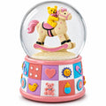 Teddy Bear Rocking Horse Musical Snow Globe - Nursery Decor 5.7 Inches