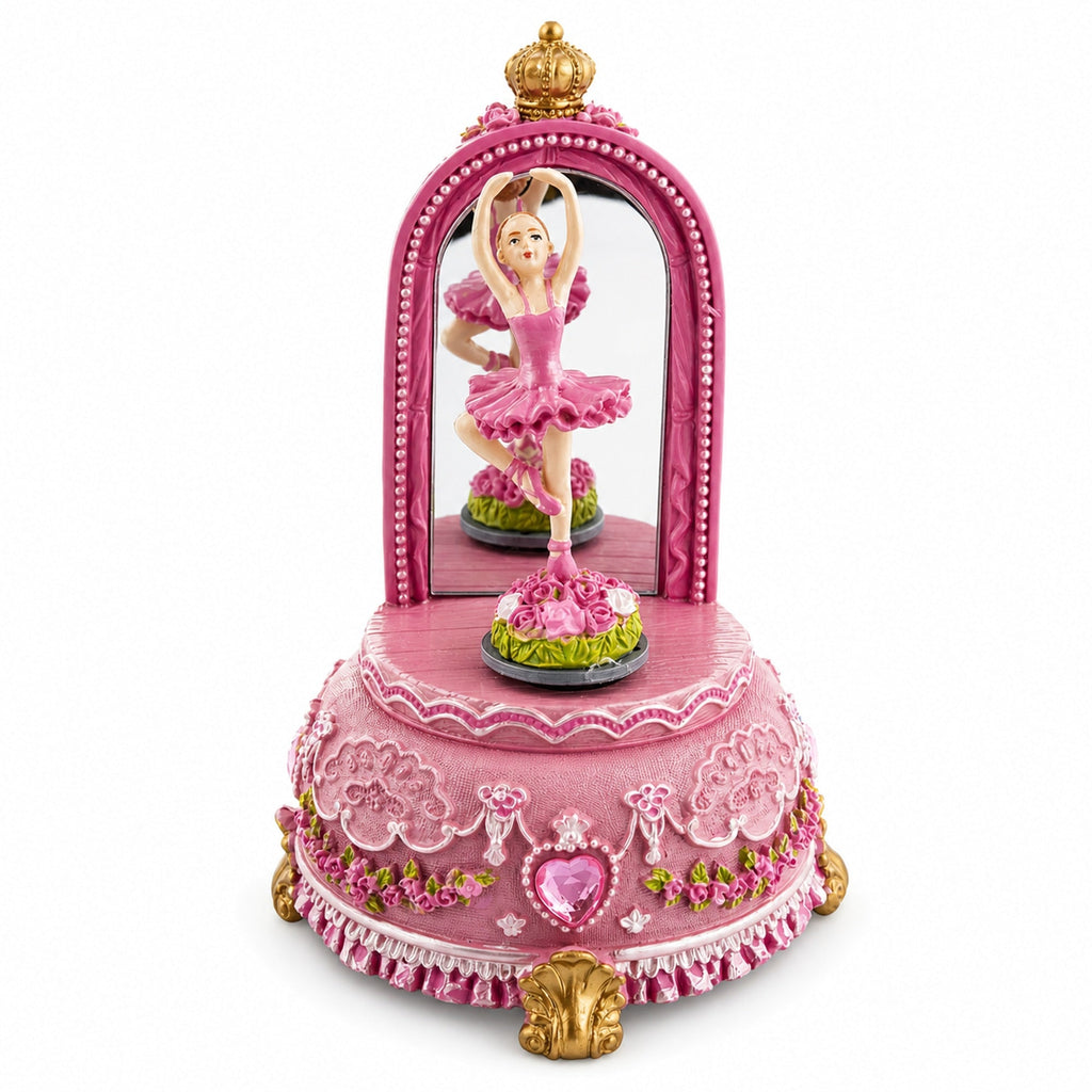 Animated Musical Ballerina Figurine - Rotating Swan Lake Mirror Music Box