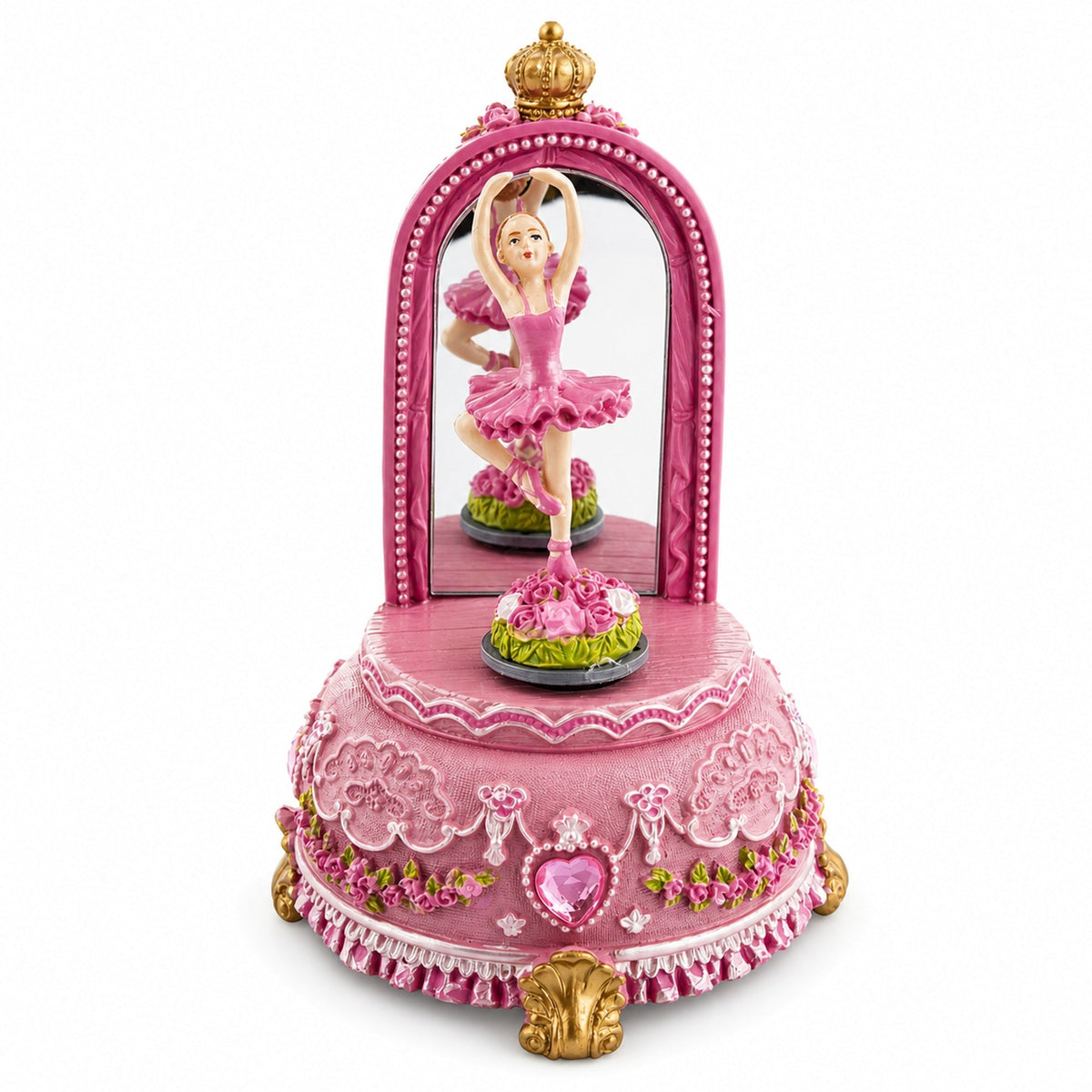Animated Musical Ballerina Figurine - Rotating Swan Lake Mirror Music Box