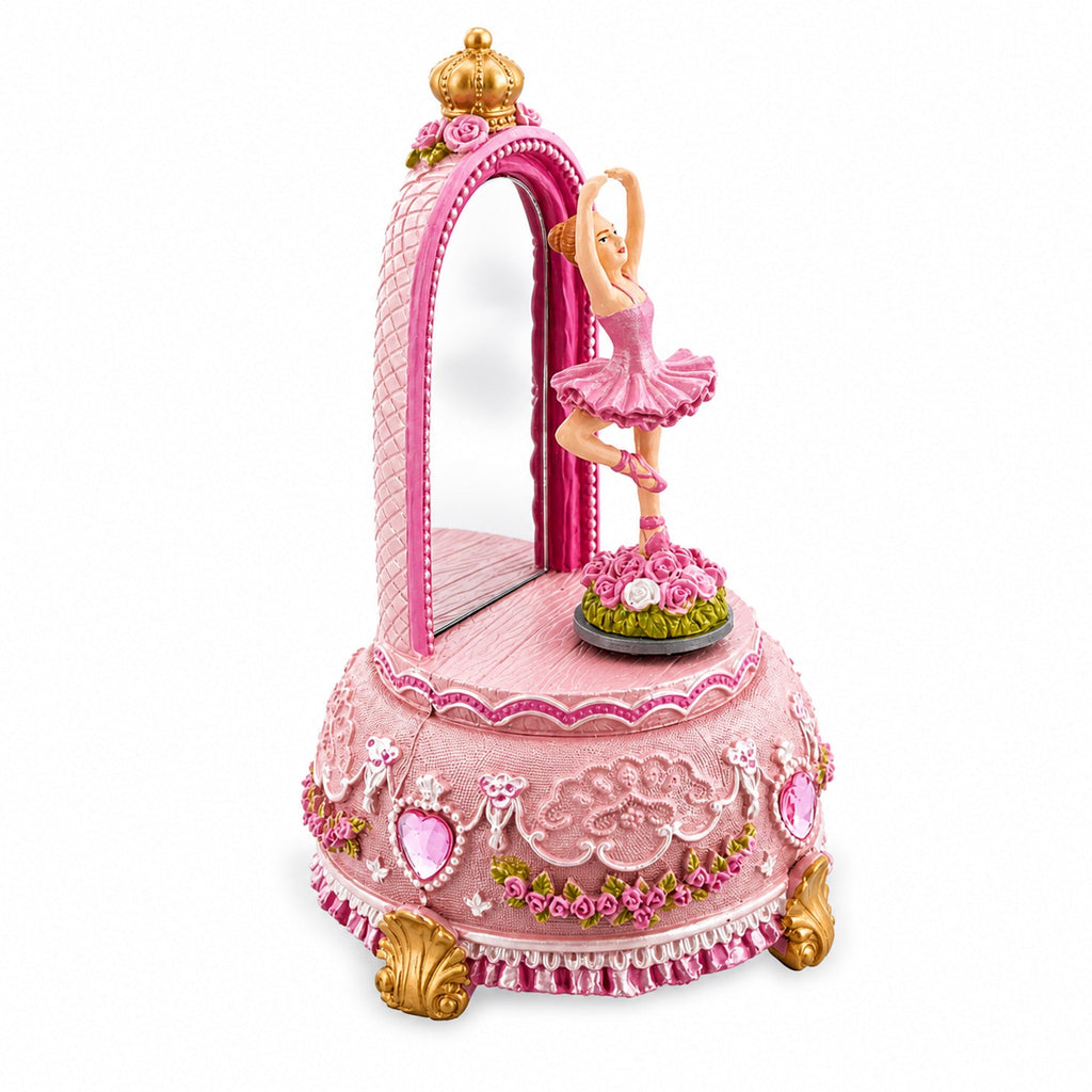 Animated Musical Ballerina Figurine - Rotating Swan Lake Mirror Music Box