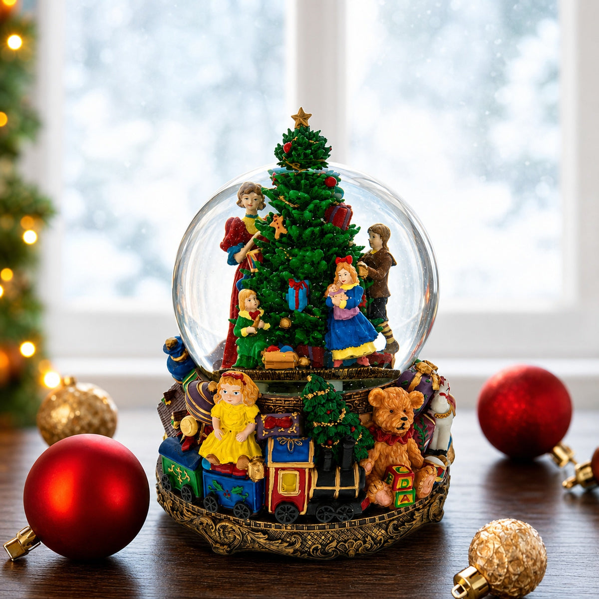 Children Decorating Tree LED Musical Water Snow Globe
