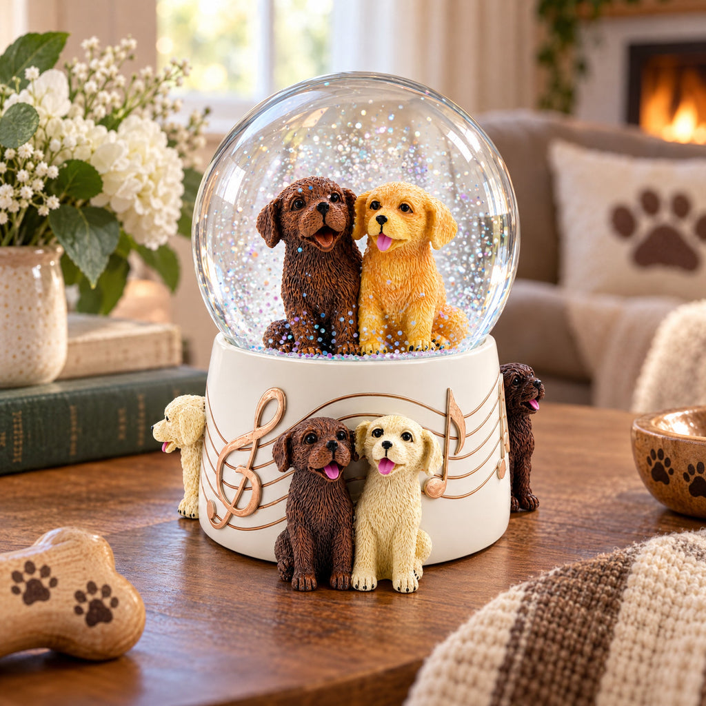 Dogs Party Musical Water Snow Globe