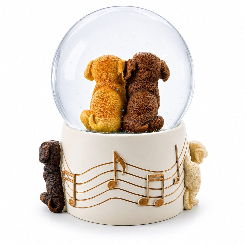 Dogs Party Musical Water Snow Globe