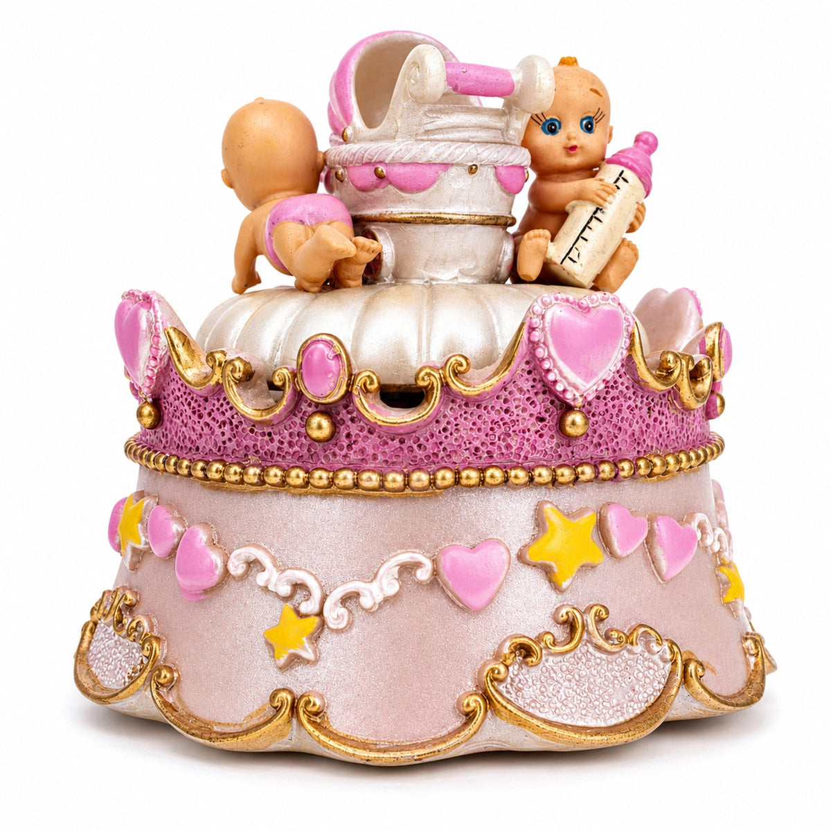 Animated Musical Cradle Babies Figurine - Rotating Nursery Song Music Box