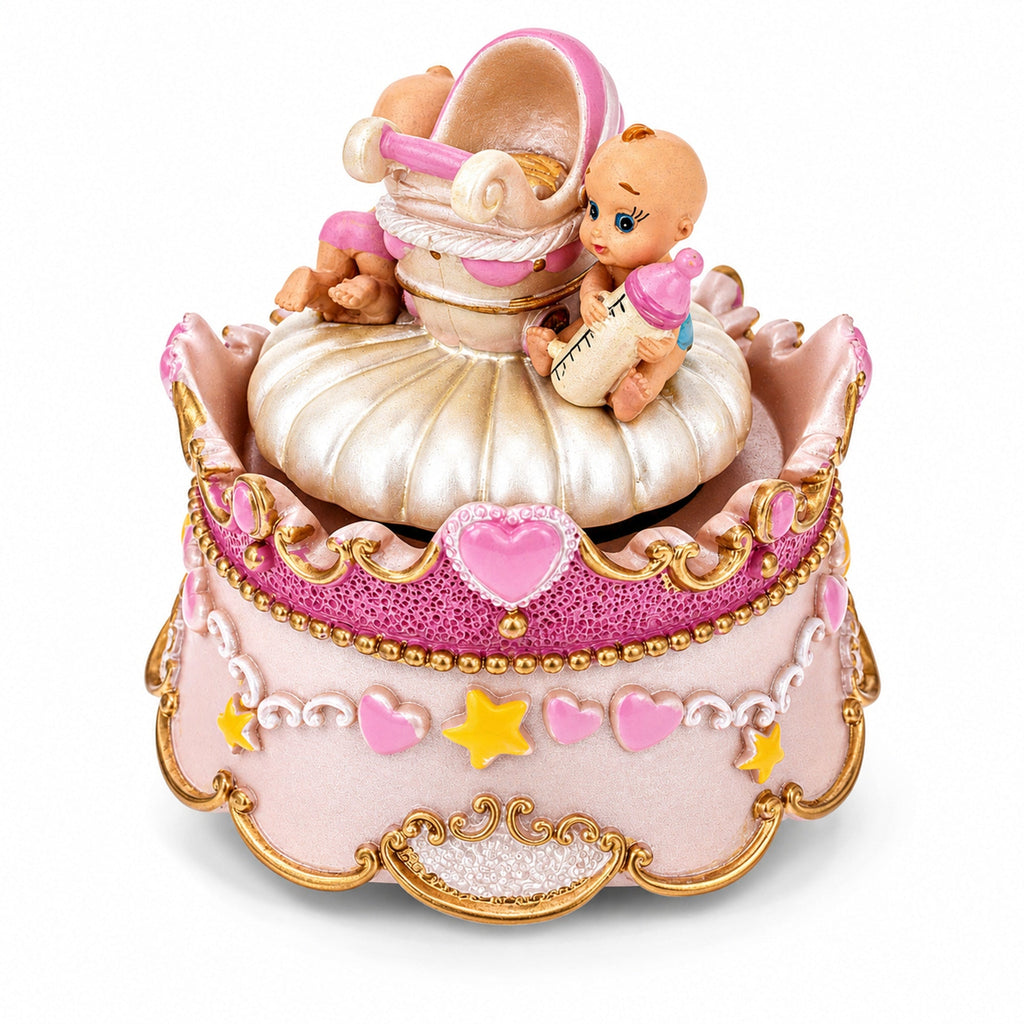 Animated Musical Cradle Babies Figurine - Rotating Nursery Song Music Box