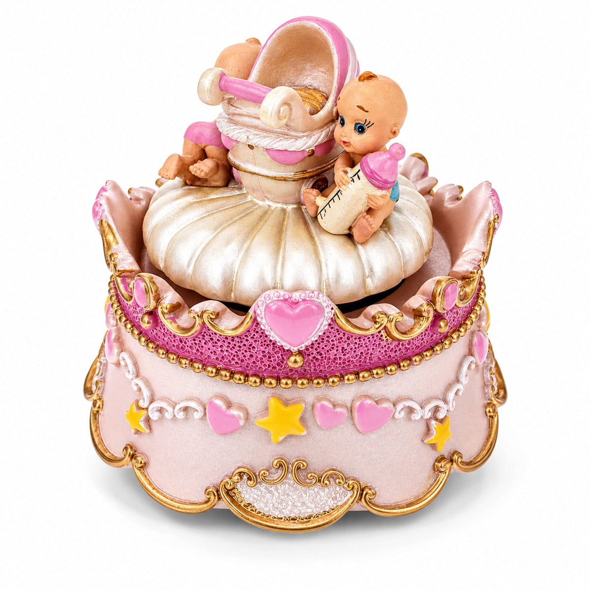 Animated Musical Cradle Babies Figurine - Rotating Nursery Song Music Box