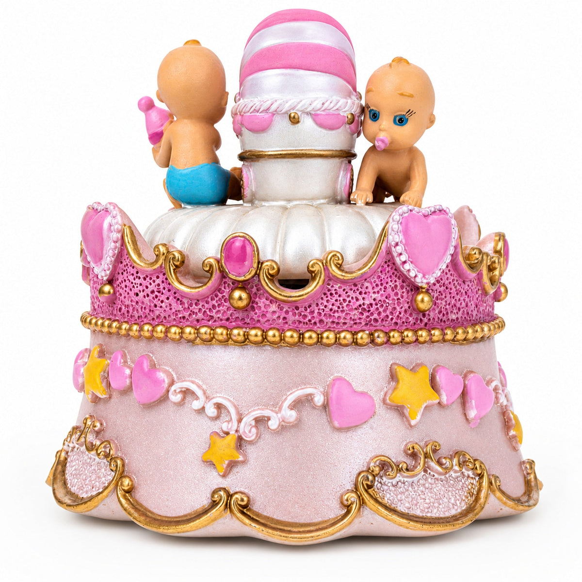 Animated Musical Cradle Babies Figurine - Rotating Nursery Song Music Box