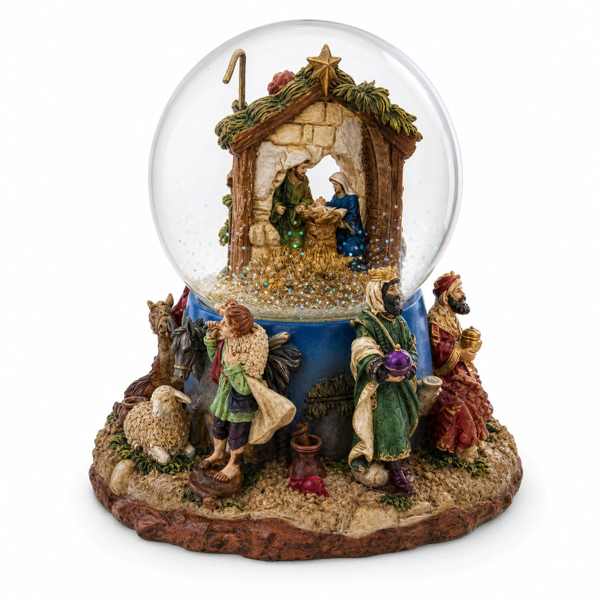Regal Gift Bearers Nativity Scene Musical Water Snow Globe