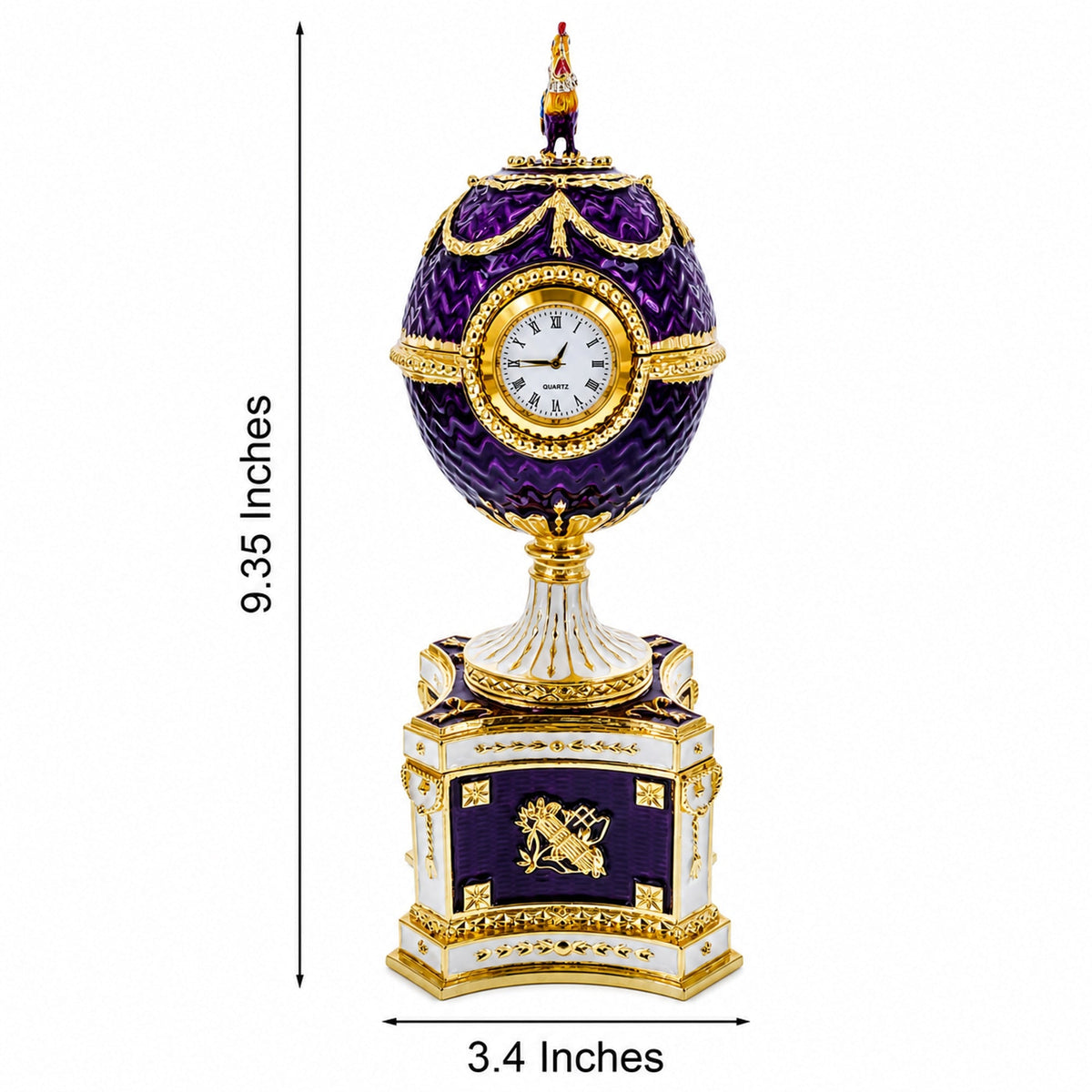 1904 Kelch Chanticleer Royal Imperial Musical Easter Egg in Purple Enamel