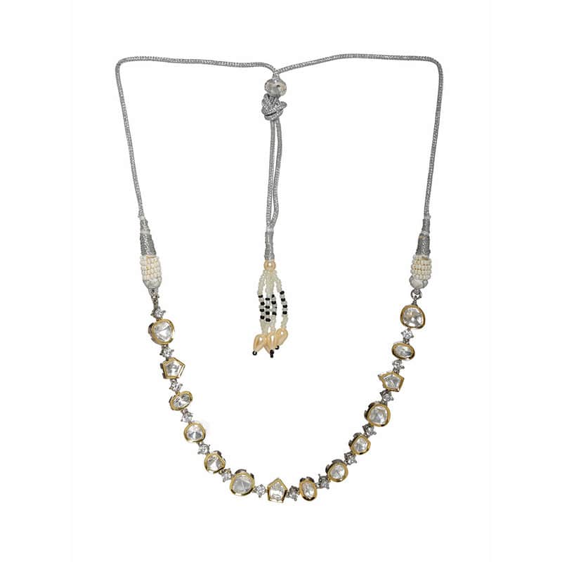 Ruby Raang Presents Silver Kundan And Diamond Neckpiece