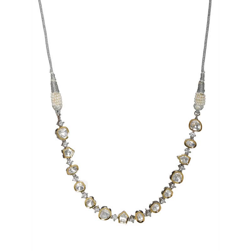 Ruby Raang Presents Silver Kundan And Diamond Neckpiece