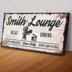 Relax Unwind Theatre Lounge Sign