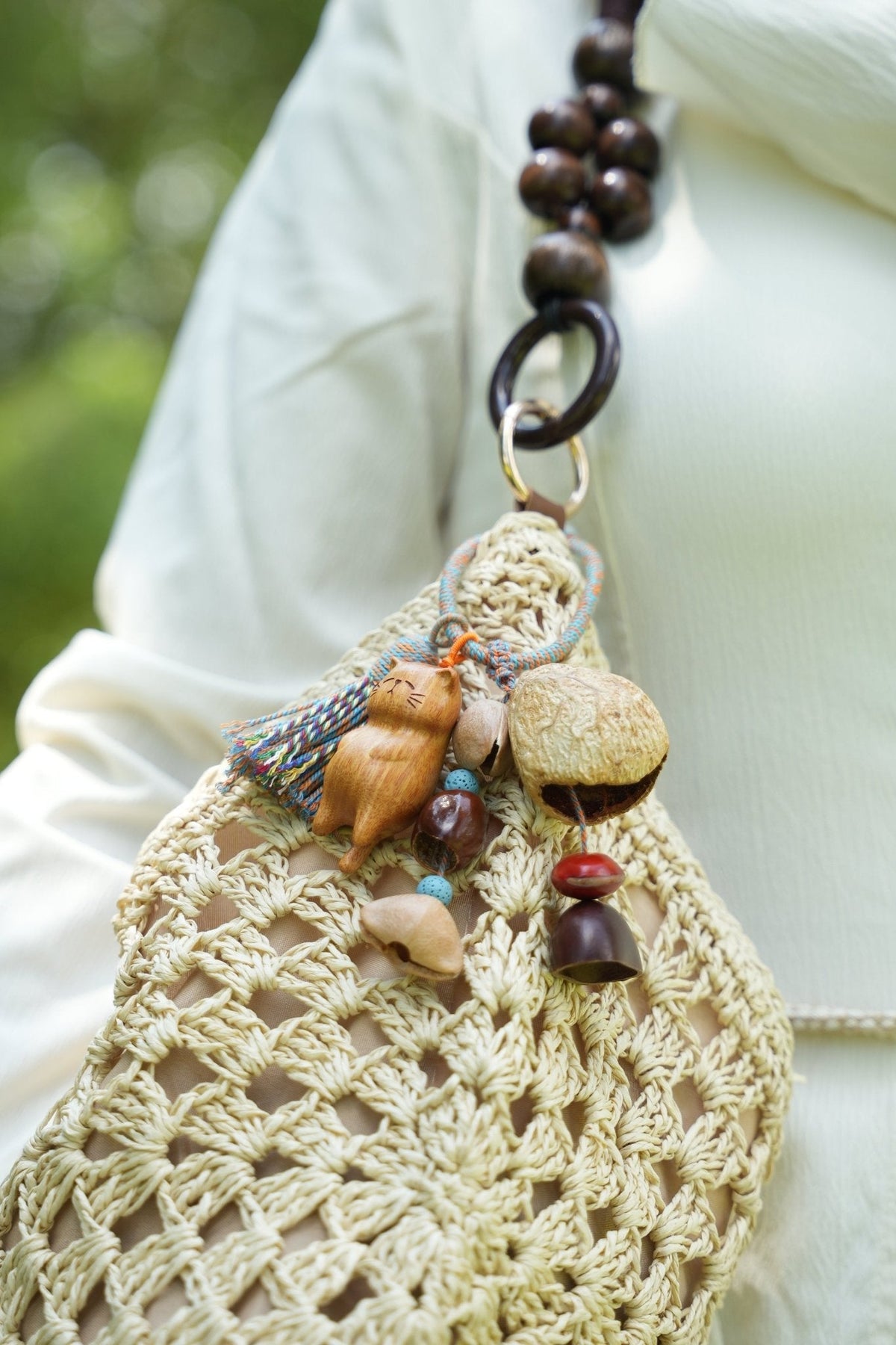 "The Naptime Kitty" Wood Cat Seed Charm