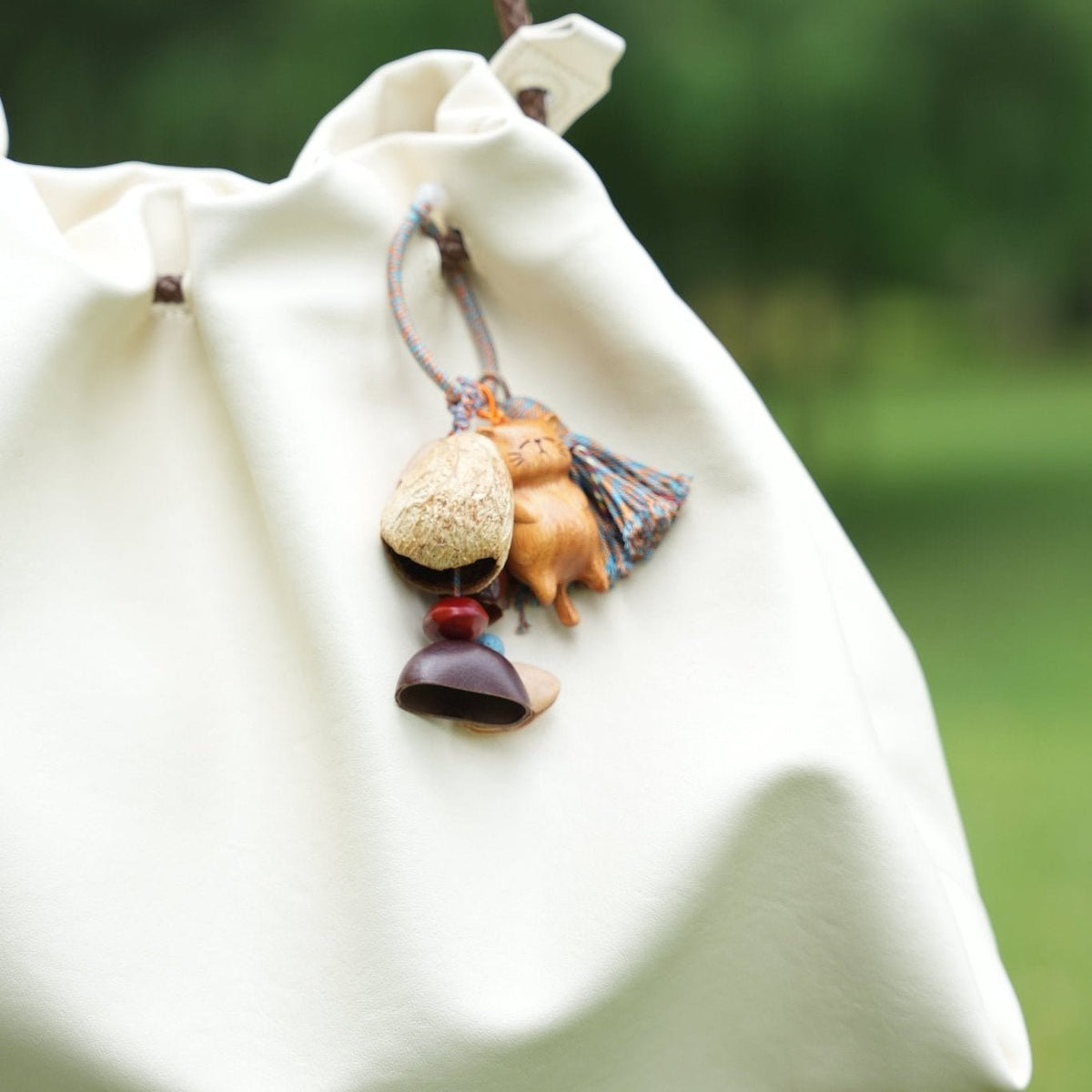 "The Naptime Kitty" Wood Cat Seed Charm