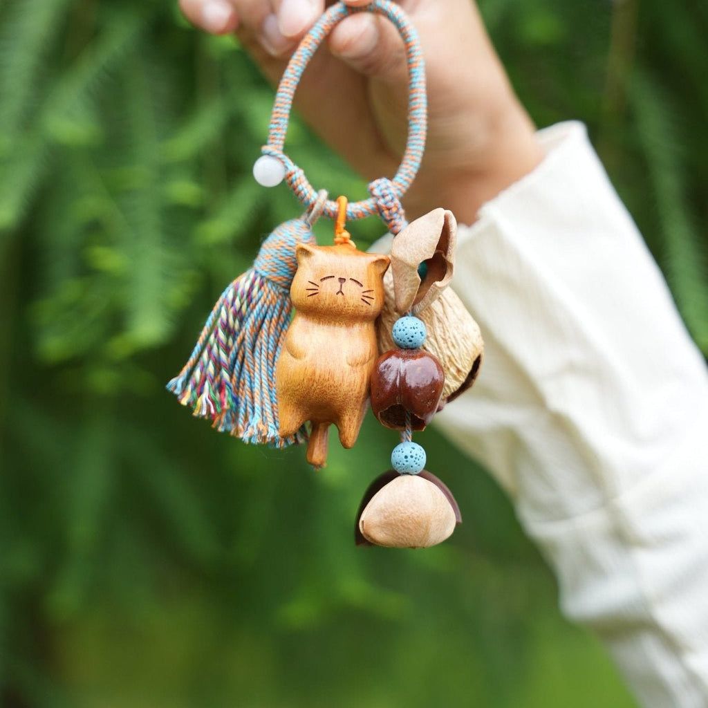 "The Naptime Kitty" Wood Cat Seed Charm