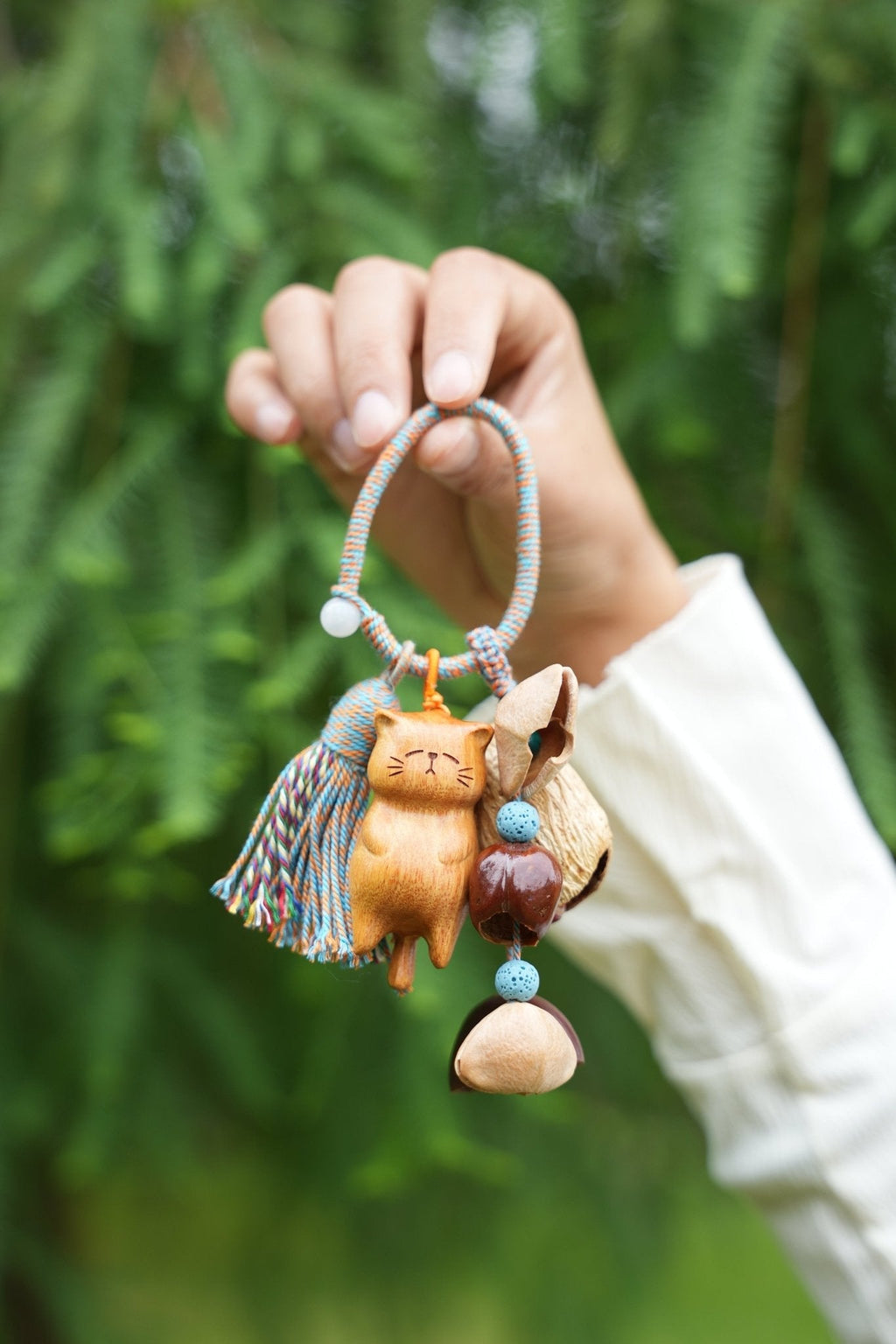 "The Naptime Kitty" Wood Cat Seed Charm