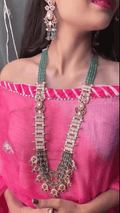 Traditional Kundan Long Layered Necklace Set with Earrings