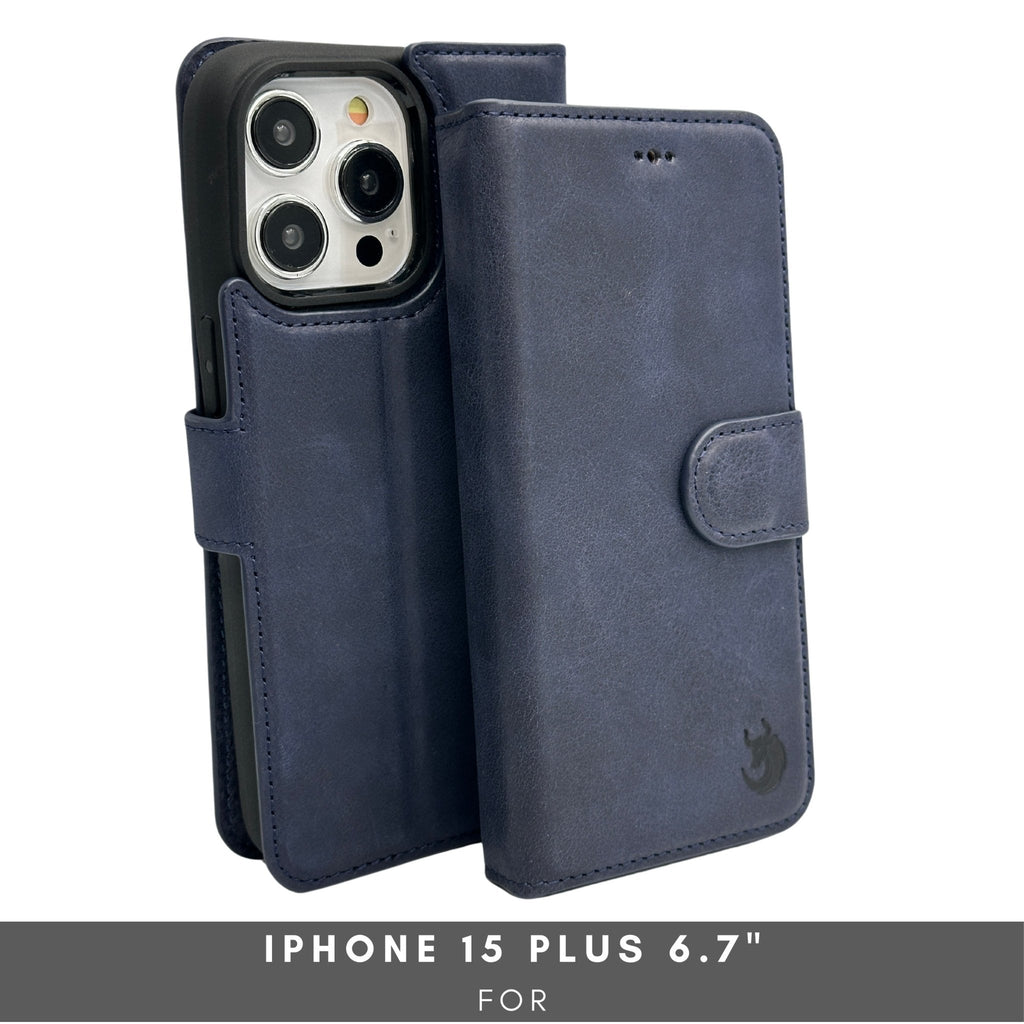 Vegas Premium Leather iPhone 15 Plus Wallet Case with MagSafe | Detachable RFID Blocking Luxury Wallet
