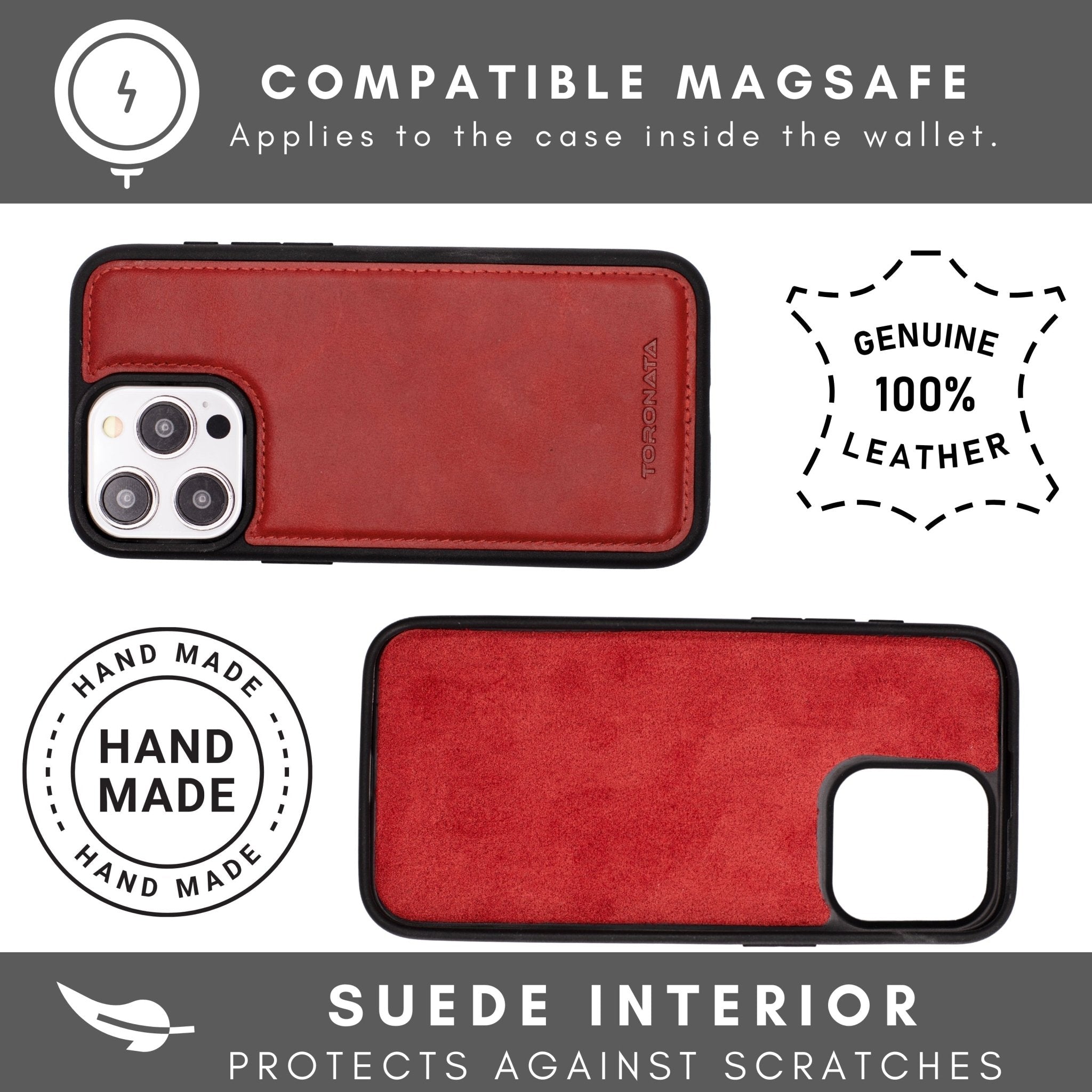 Vegas Premium Leather iPhone 15 Wallet Case with MagSafe | Detachable RFID Blocking Luxury Wallet