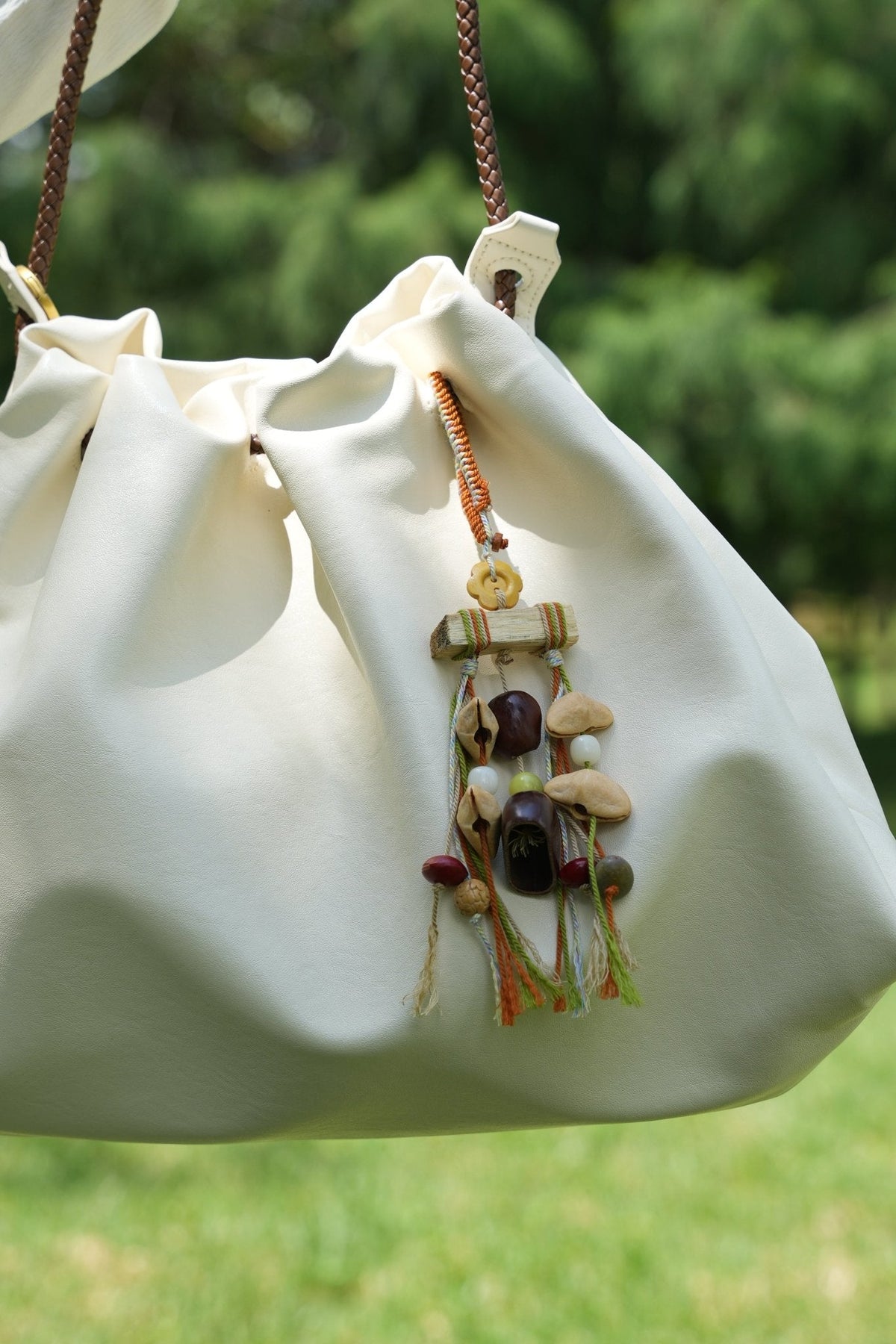"Autumn Mobile" Wood Branch Flower Tassel