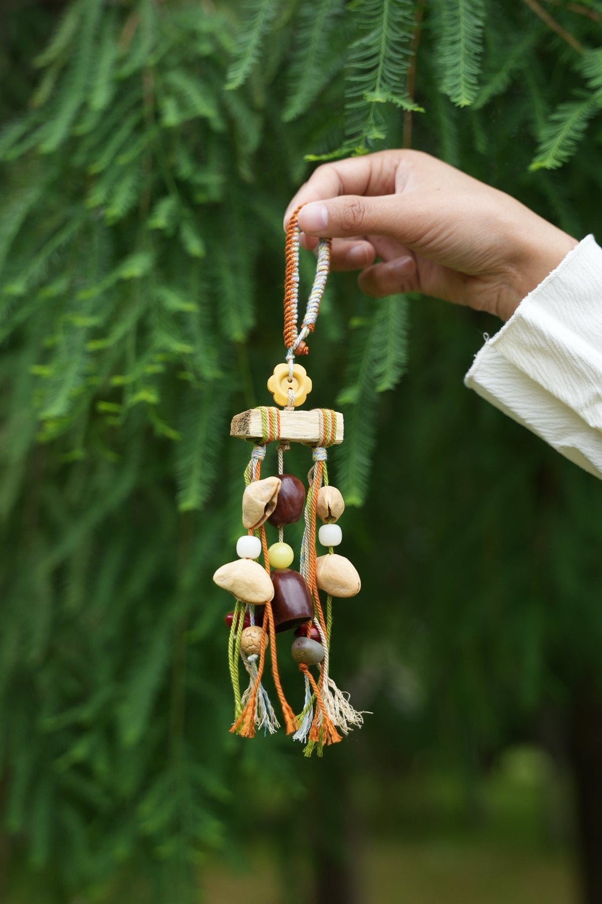"Autumn Mobile" Wood Branch Flower Tassel