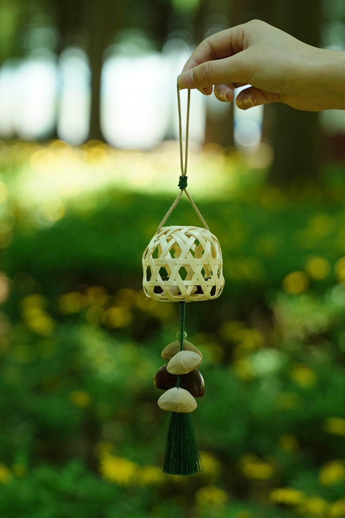 "The Bamboo Lantern" - Hand-Woven Cage Charm