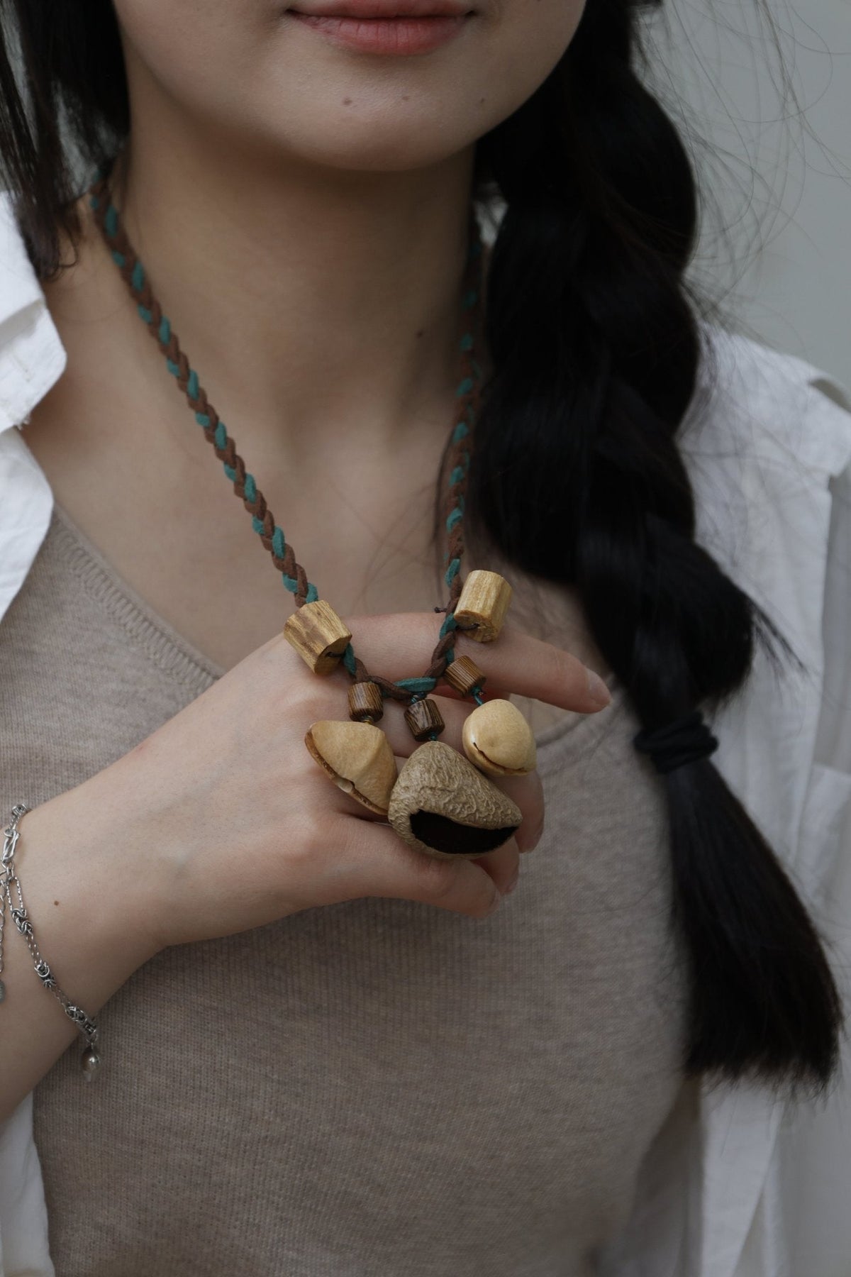 Seed Necklace | Woodland Braid Teal Suede