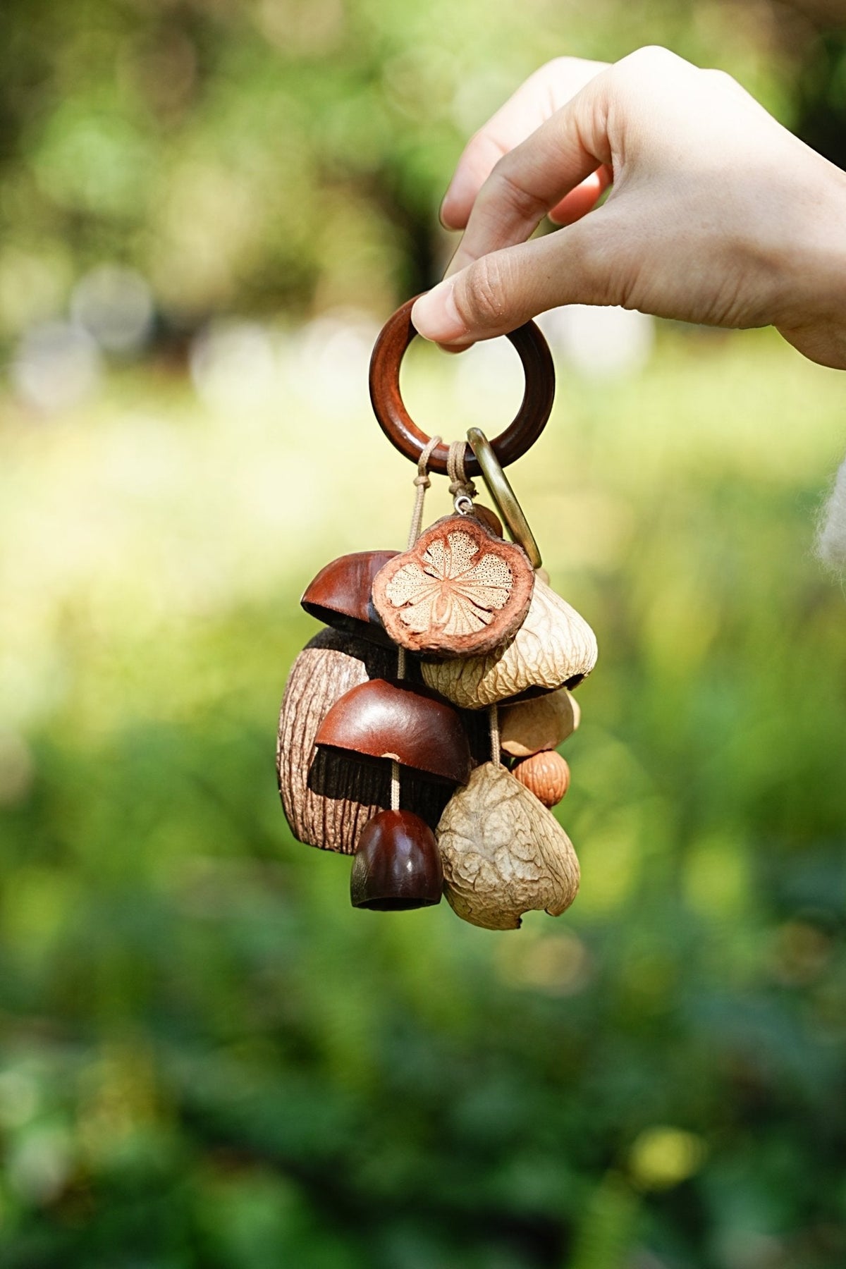 "The Forest Harvest Ring" Seed Cluster Wood Charm