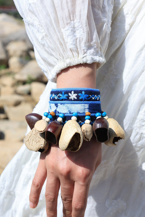 "The Indigo Beat" Embroidered Wrist Rattle
