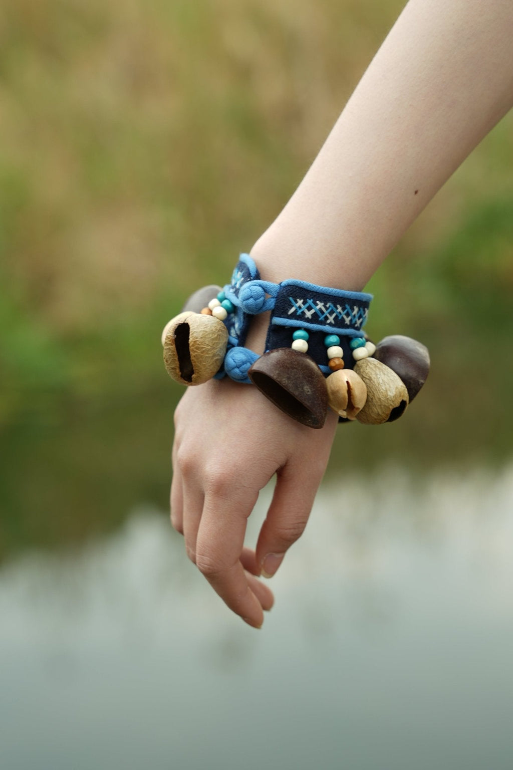 "The Indigo Beat" Embroidered Wrist Rattle
