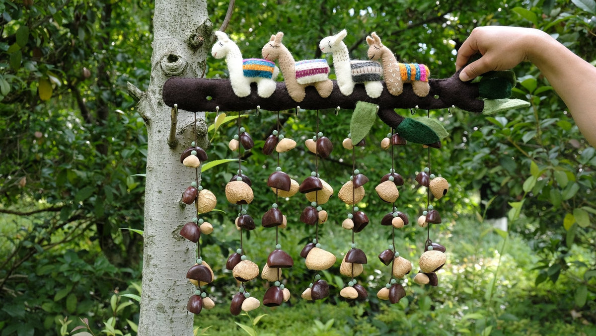 Llama Forest Felt Animal Seed Hand Bell