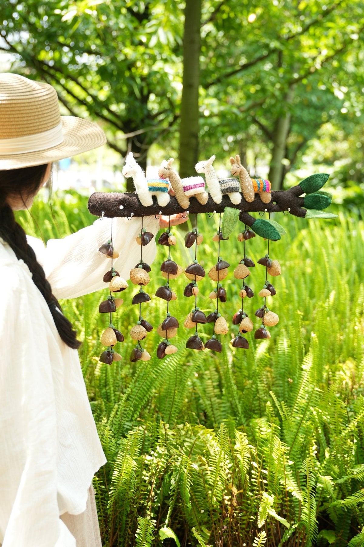 Llama Forest Felt Animal Seed Hand Bell